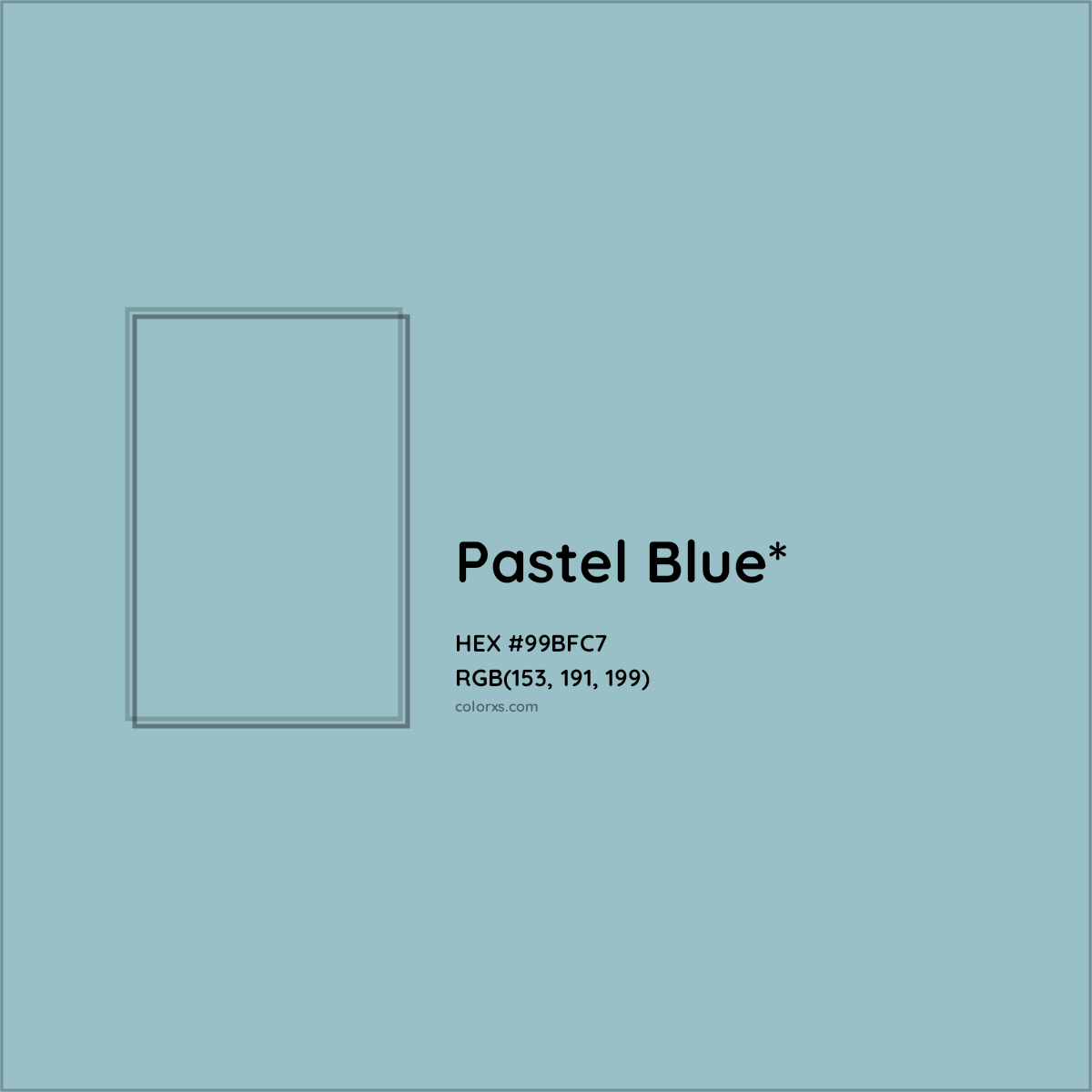 HEX #99BFC7 Color Name, Color Code, Palettes, Similar Paints, Images