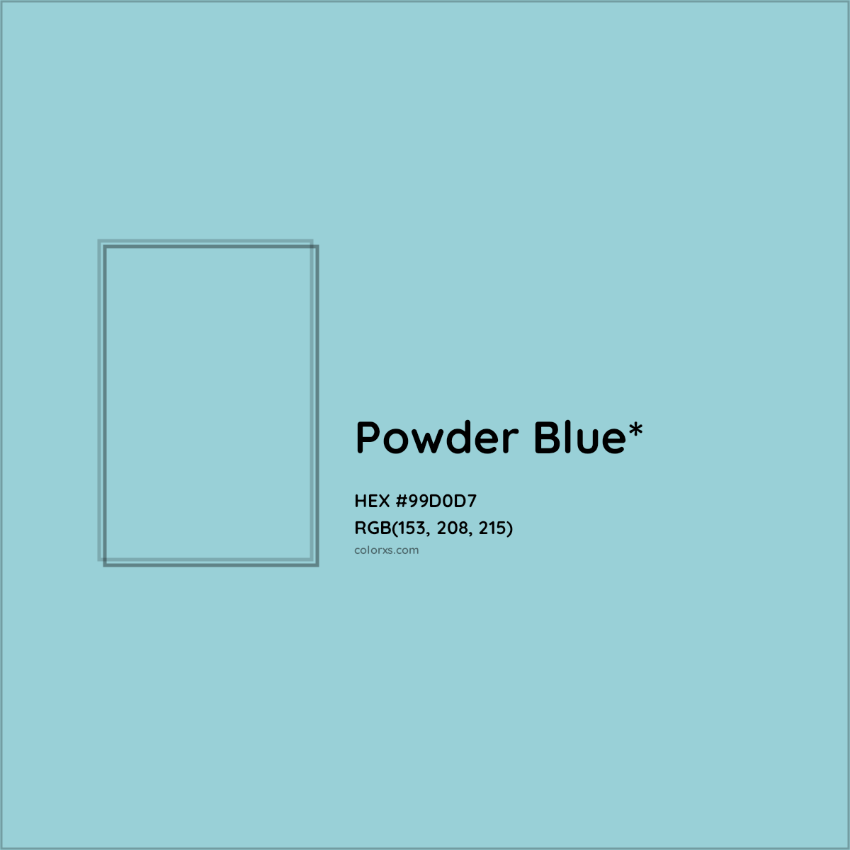 HEX #99D0D7 Color Name, Color Code, Palettes, Similar Paints, Images