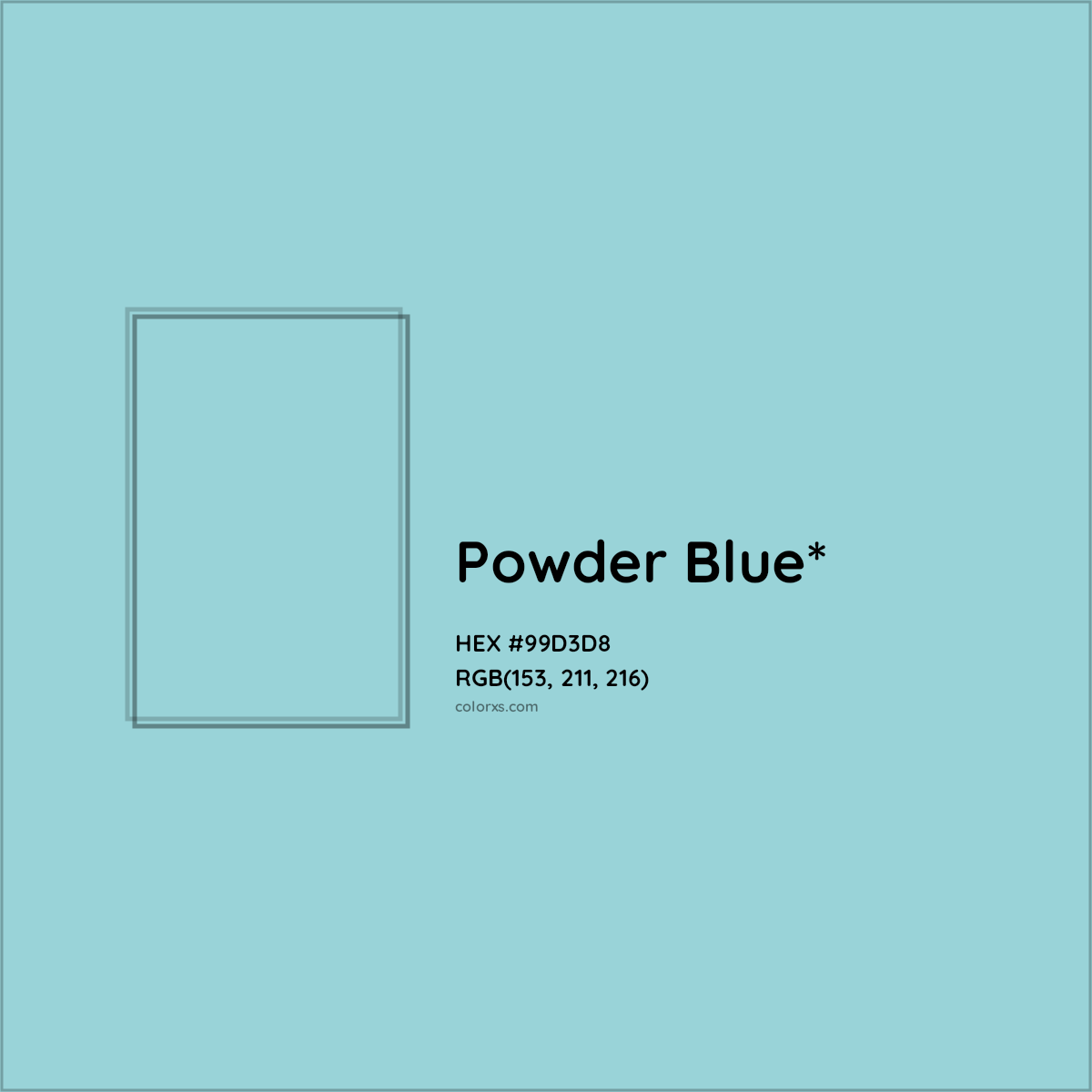 HEX #99D3D8 Color Name, Color Code, Palettes, Similar Paints, Images