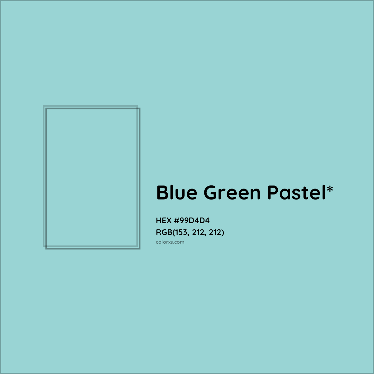 HEX #99D4D4 Color Name, Color Code, Palettes, Similar Paints, Images