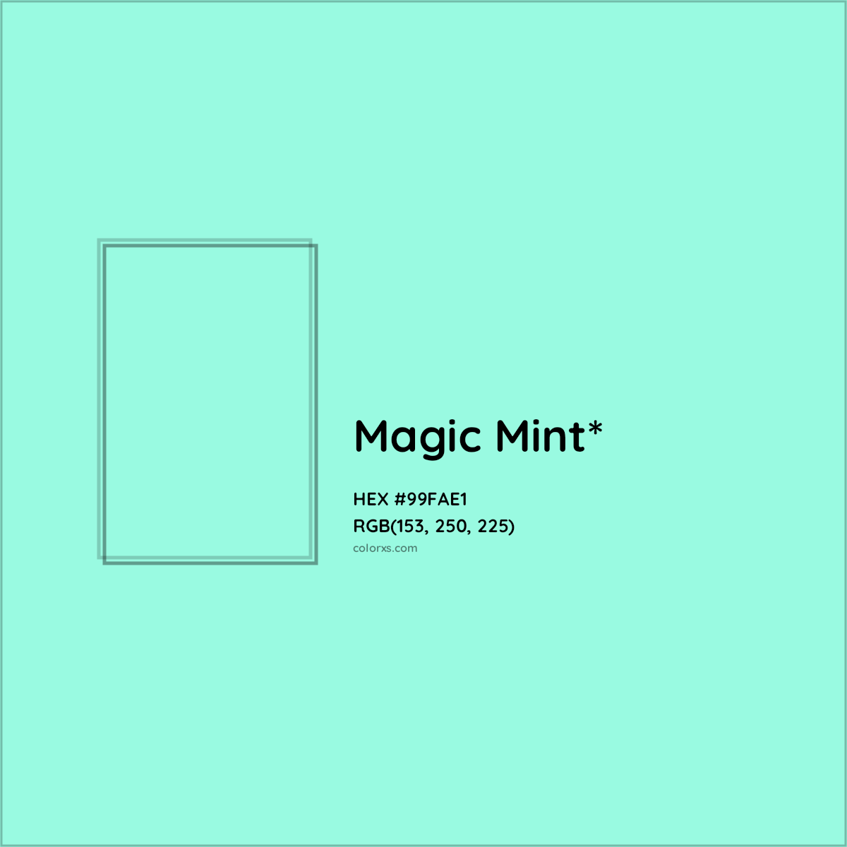 HEX #99FAE1 Color Name, Color Code, Palettes, Similar Paints, Images