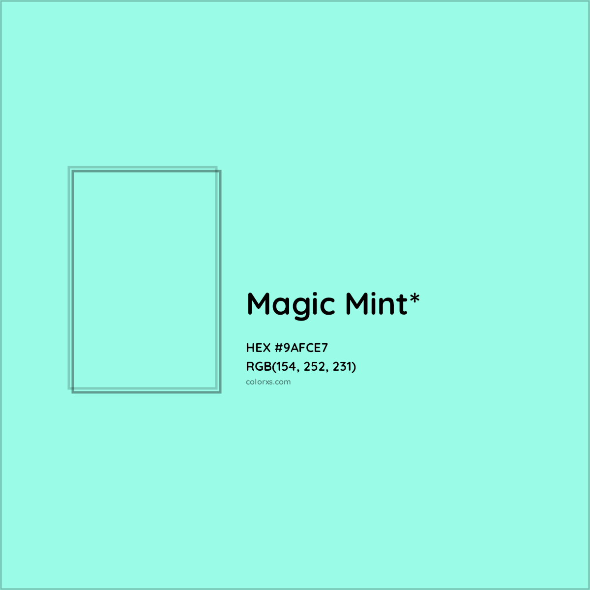 HEX #9AFCE7 Color Name, Color Code, Palettes, Similar Paints, Images