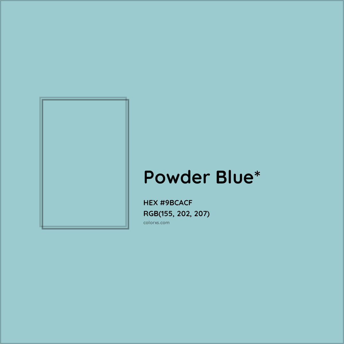 HEX #9BCACF Color Name, Color Code, Palettes, Similar Paints, Images