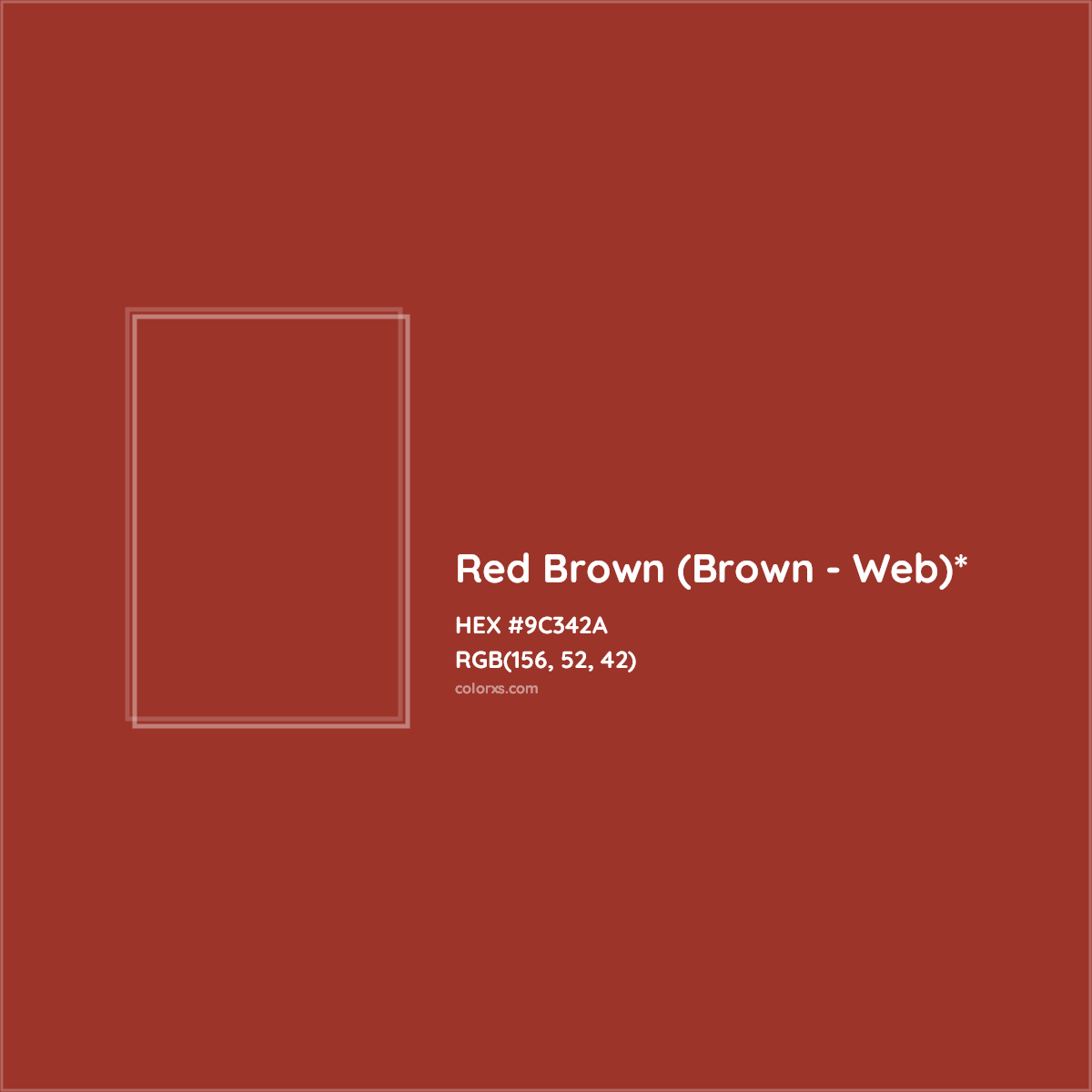 HEX #9C342A Color Name, Color Code, Palettes, Similar Paints, Images