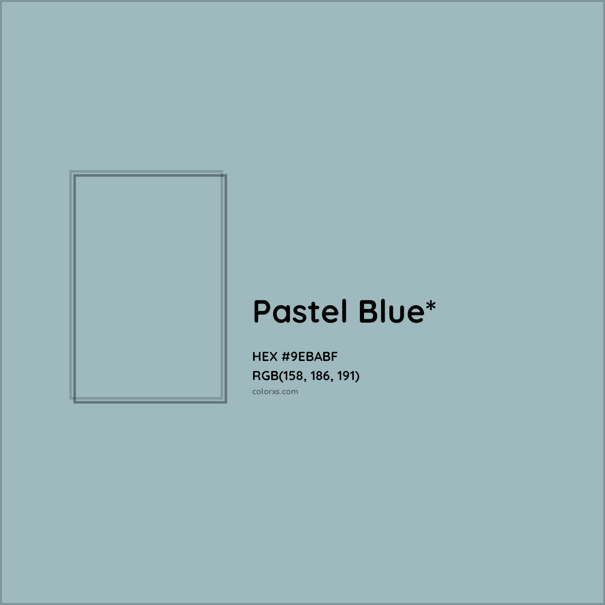 HEX #9EBABF Color Name, Color Code, Palettes, Similar Paints, Images