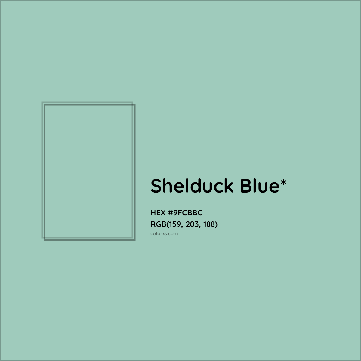 HEX #9FCBBC Color Name, Color Code, Palettes, Similar Paints, Images