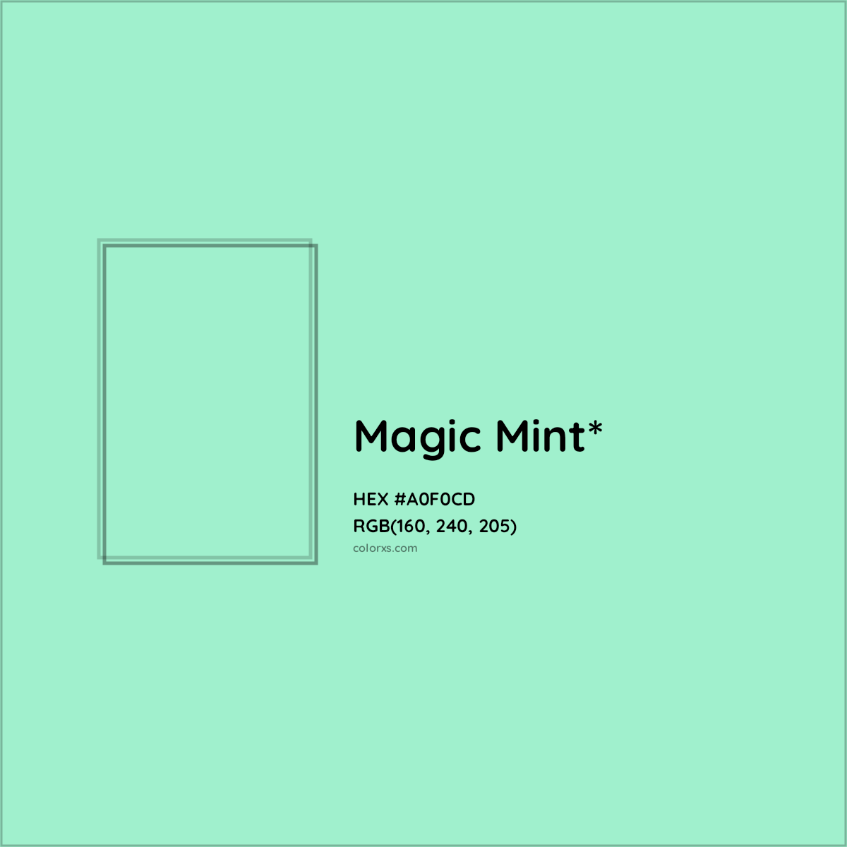 HEX #A0F0CD Color Name, Color Code, Palettes, Similar Paints, Images