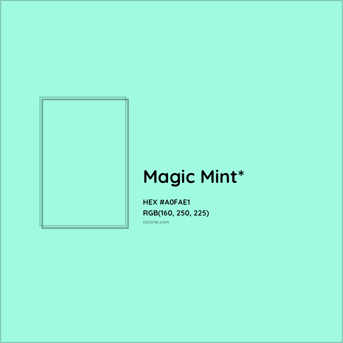 HEX #A0FAE1 Color Name, Color Code, Palettes, Similar Paints, Images