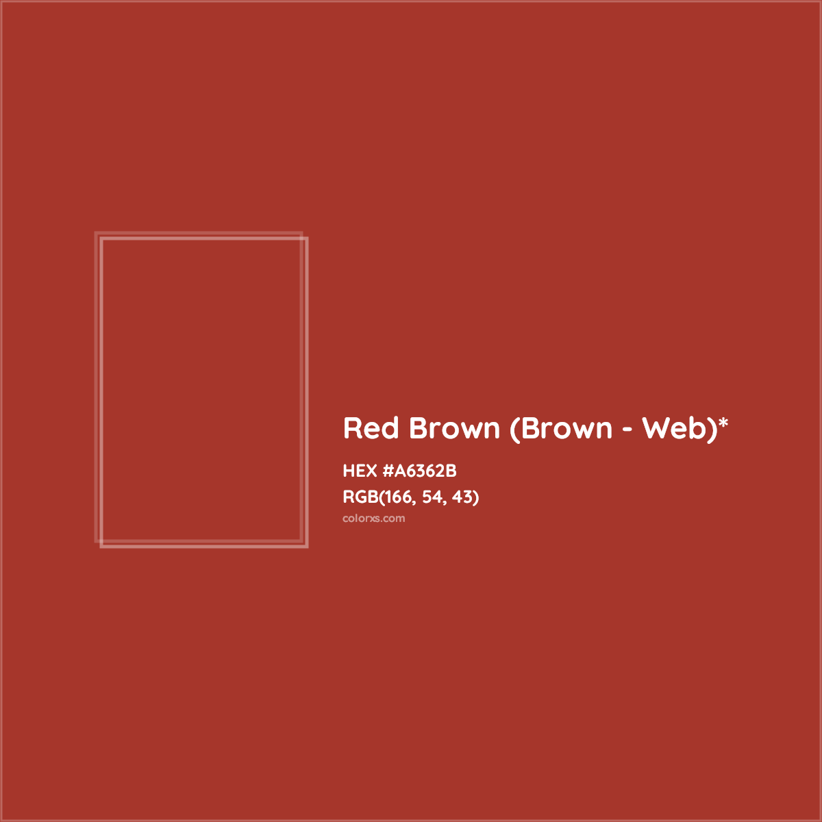 HEX #A6362B Color Name, Color Code, Palettes, Similar Paints, Images