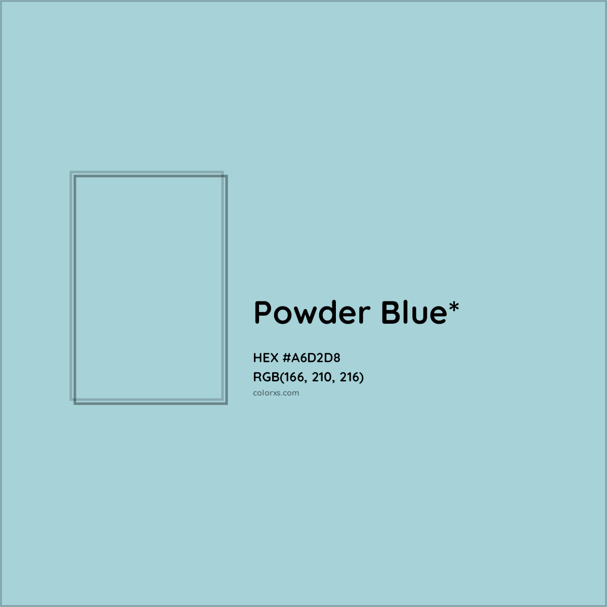 HEX #A6D2D8 Color Name, Color Code, Palettes, Similar Paints, Images