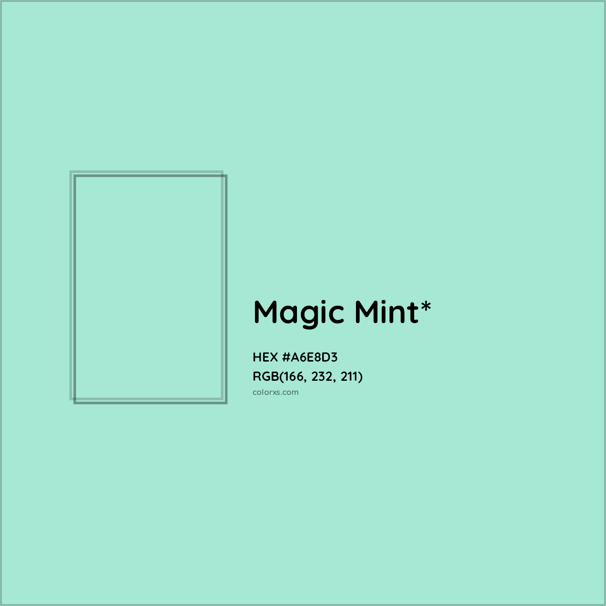 HEX #A6E8D3 Color Name, Color Code, Palettes, Similar Paints, Images