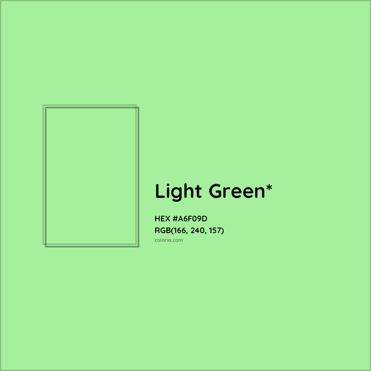 HEX #A6F09D Color Name, Color Code, Palettes, Similar Paints, Images