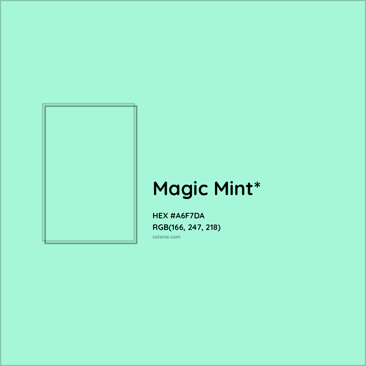 HEX #A6F7DA Color Name, Color Code, Palettes, Similar Paints, Images