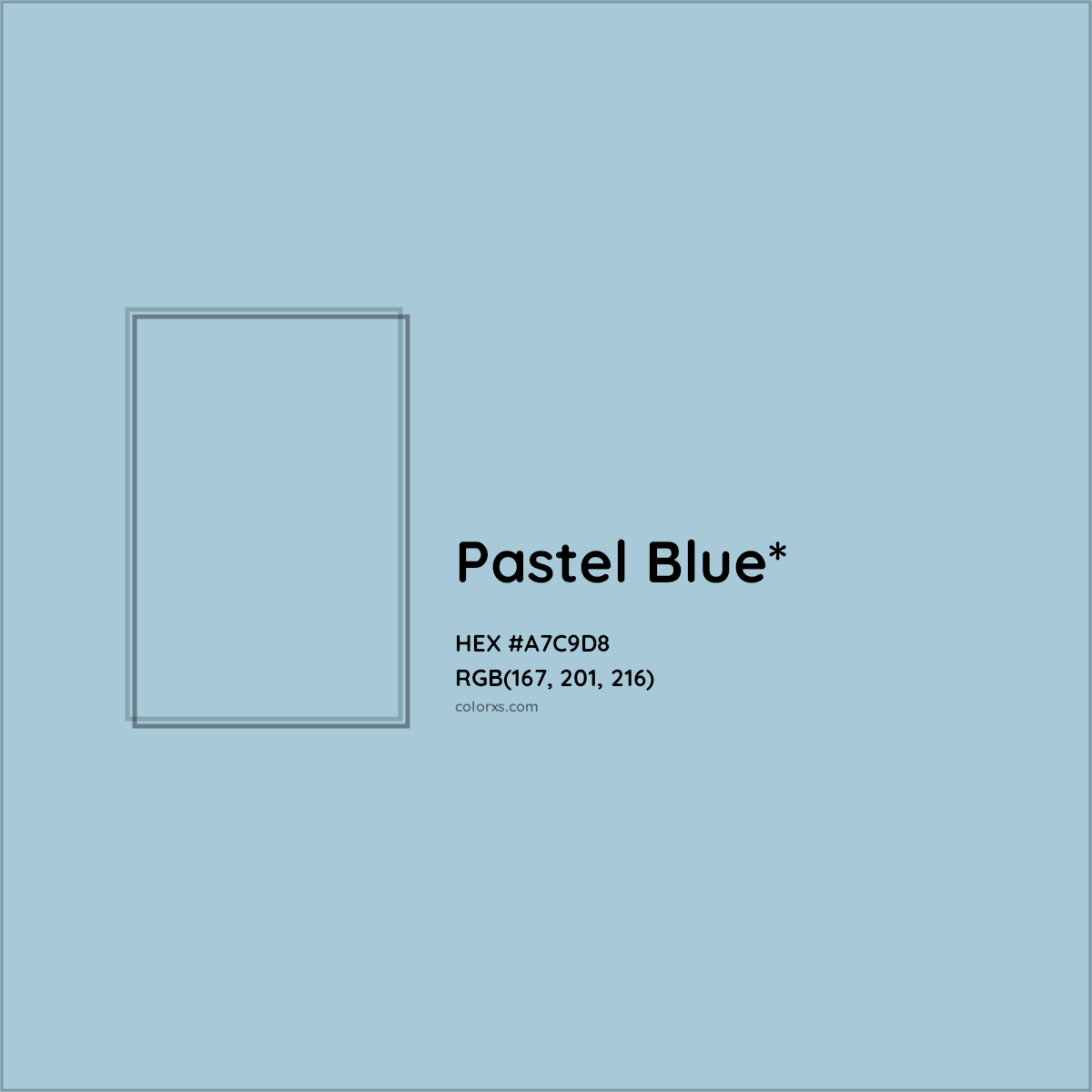 HEX #A7C9D8 Color Name, Color Code, Palettes, Similar Paints, Images