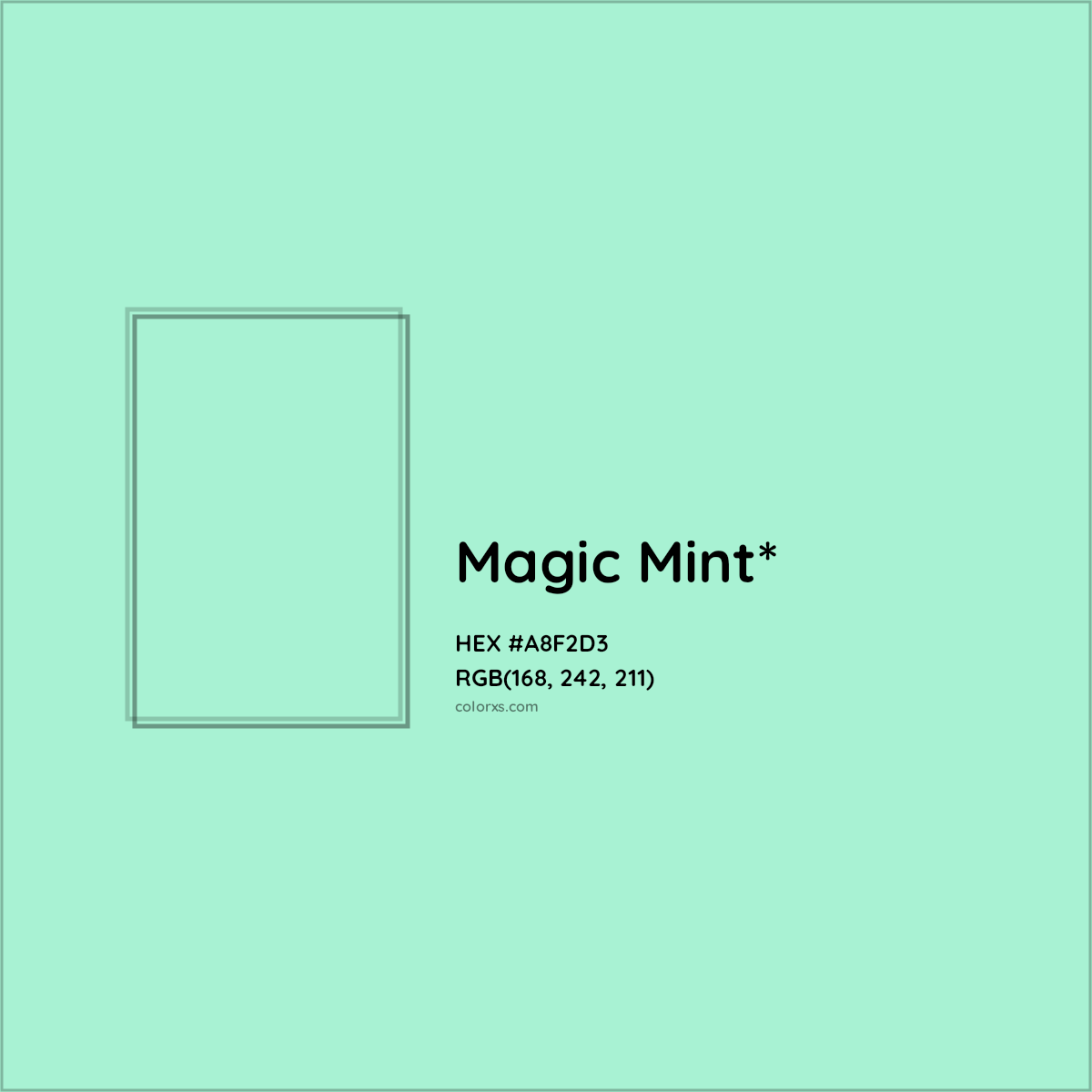 HEX #A8F2D3 Color Name, Color Code, Palettes, Similar Paints, Images