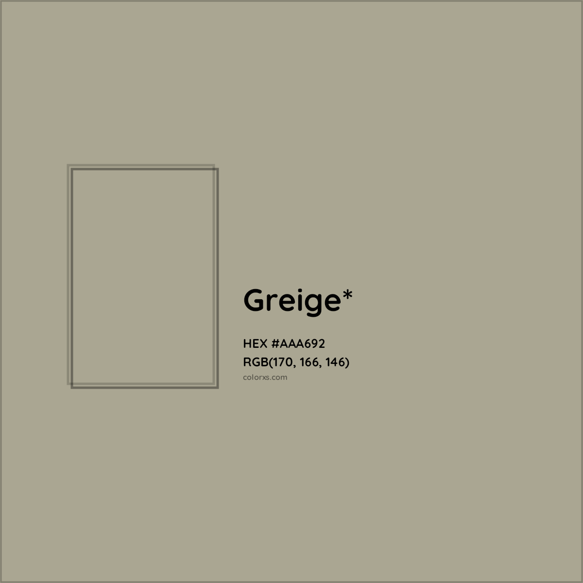 HEX #AAA692 Color Name, Color Code, Palettes, Similar Paints, Images