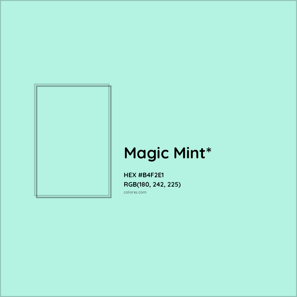 HEX #B4F2E1 Color Name, Color Code, Palettes, Similar Paints, Images