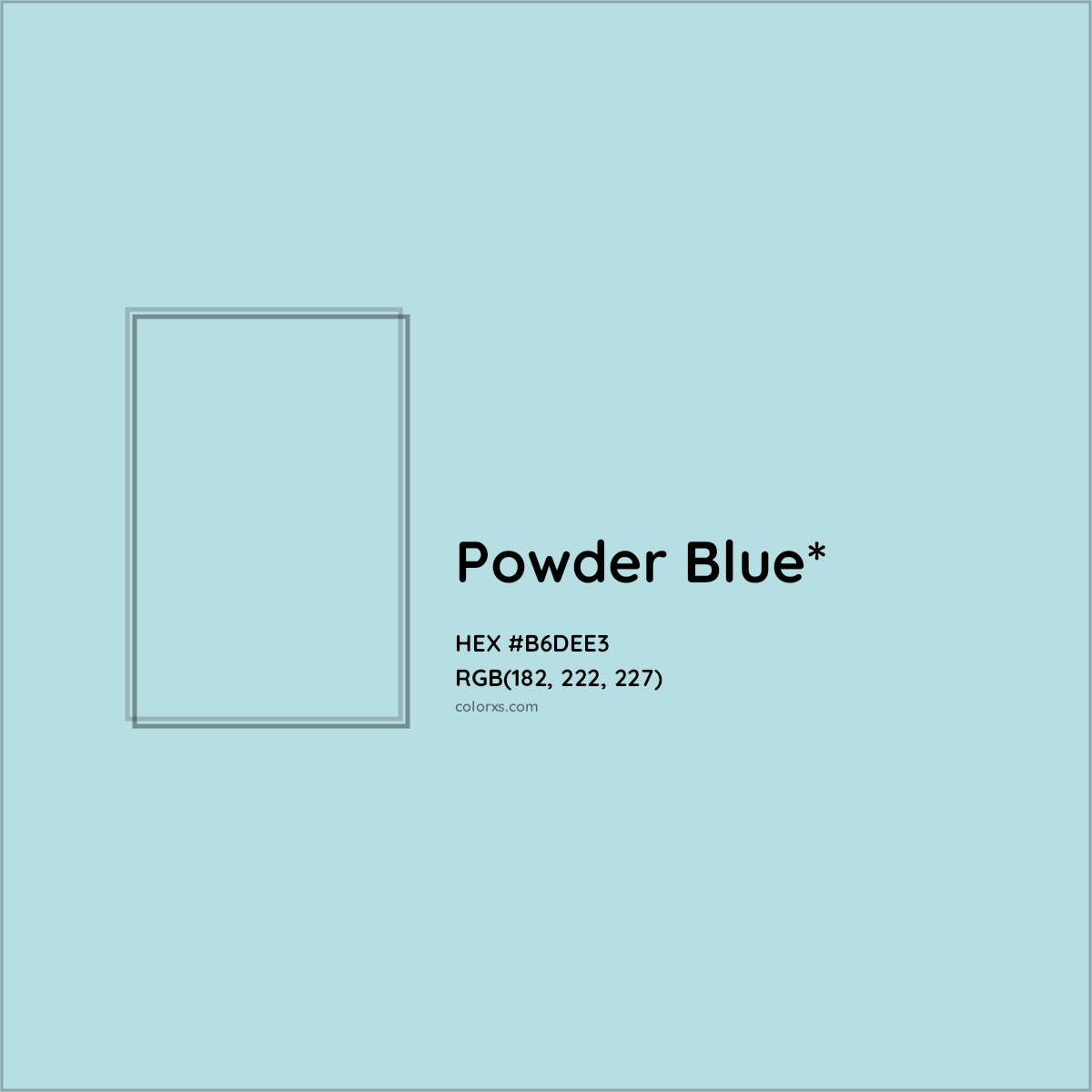 HEX #B6DEE3 Color Name, Color Code, Palettes, Similar Paints, Images