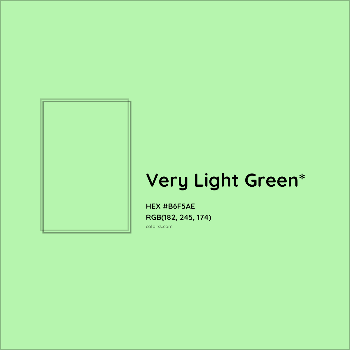 HEX #B6F5AE Color Name, Color Code, Palettes, Similar Paints, Images