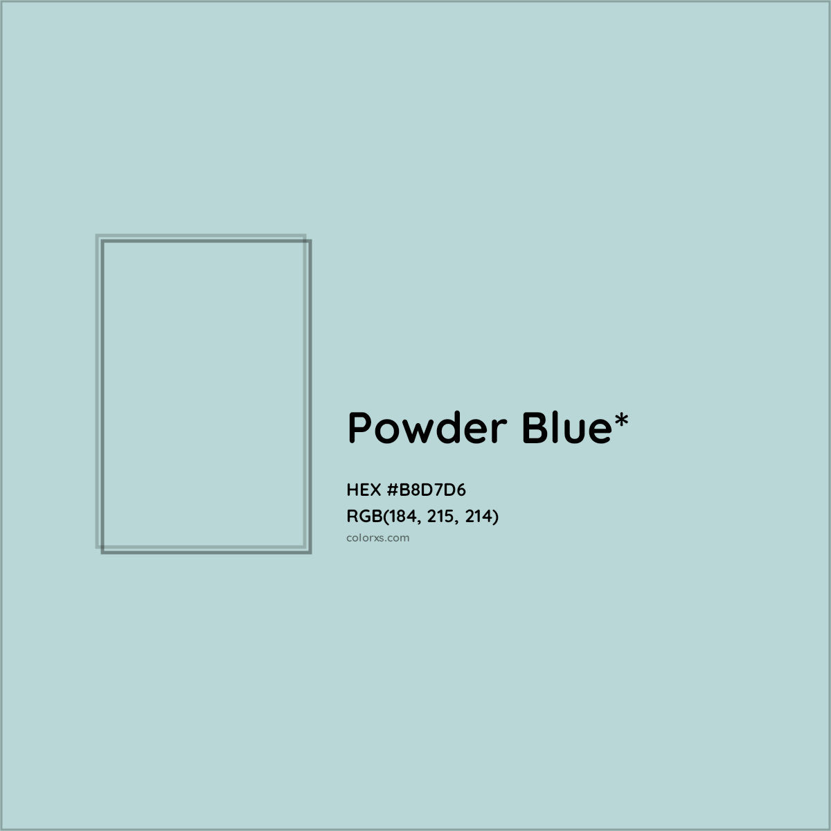 HEX #B8D7D6 Color Name, Color Code, Palettes, Similar Paints, Images