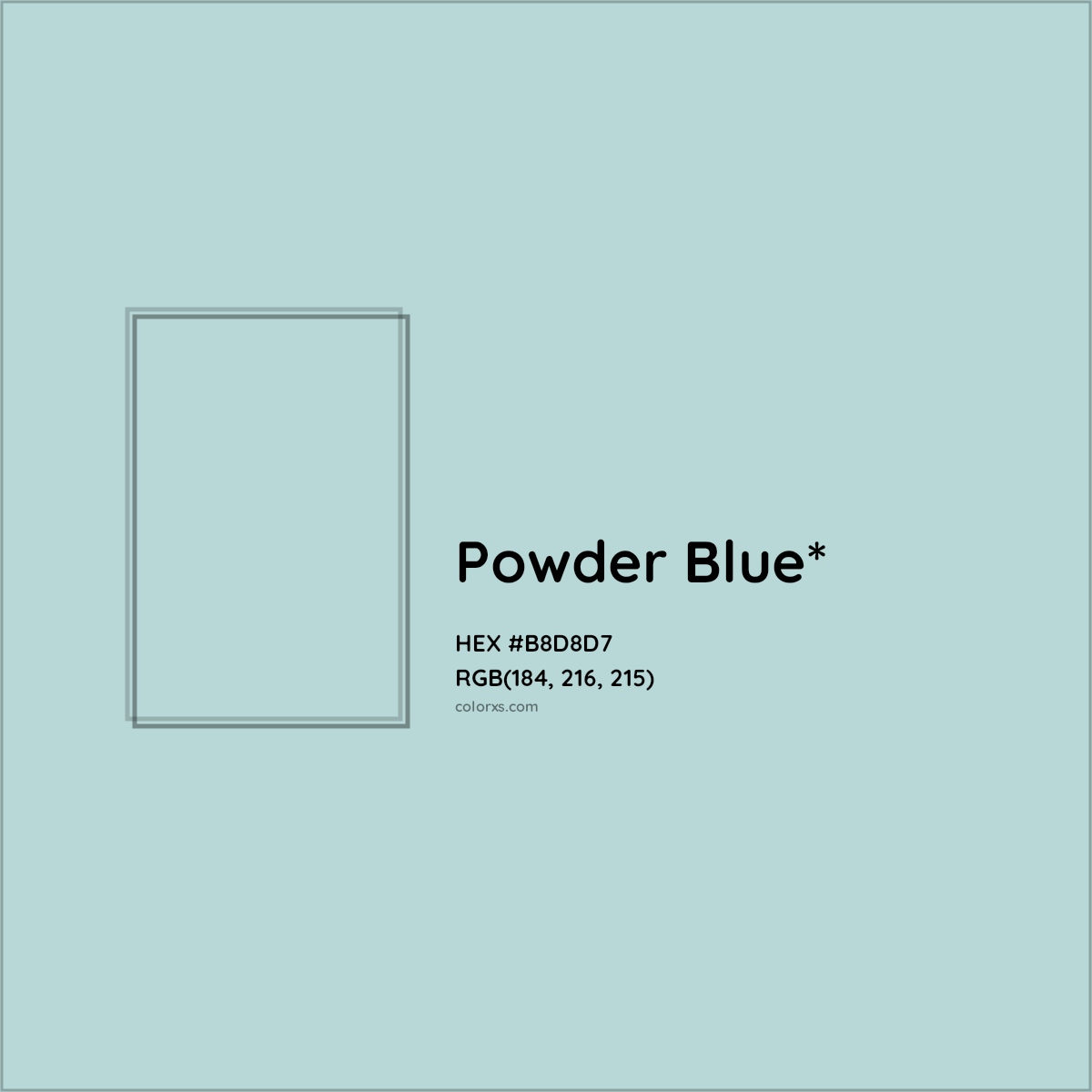 HEX #B8D8D7 Color Name, Color Code, Palettes, Similar Paints, Images