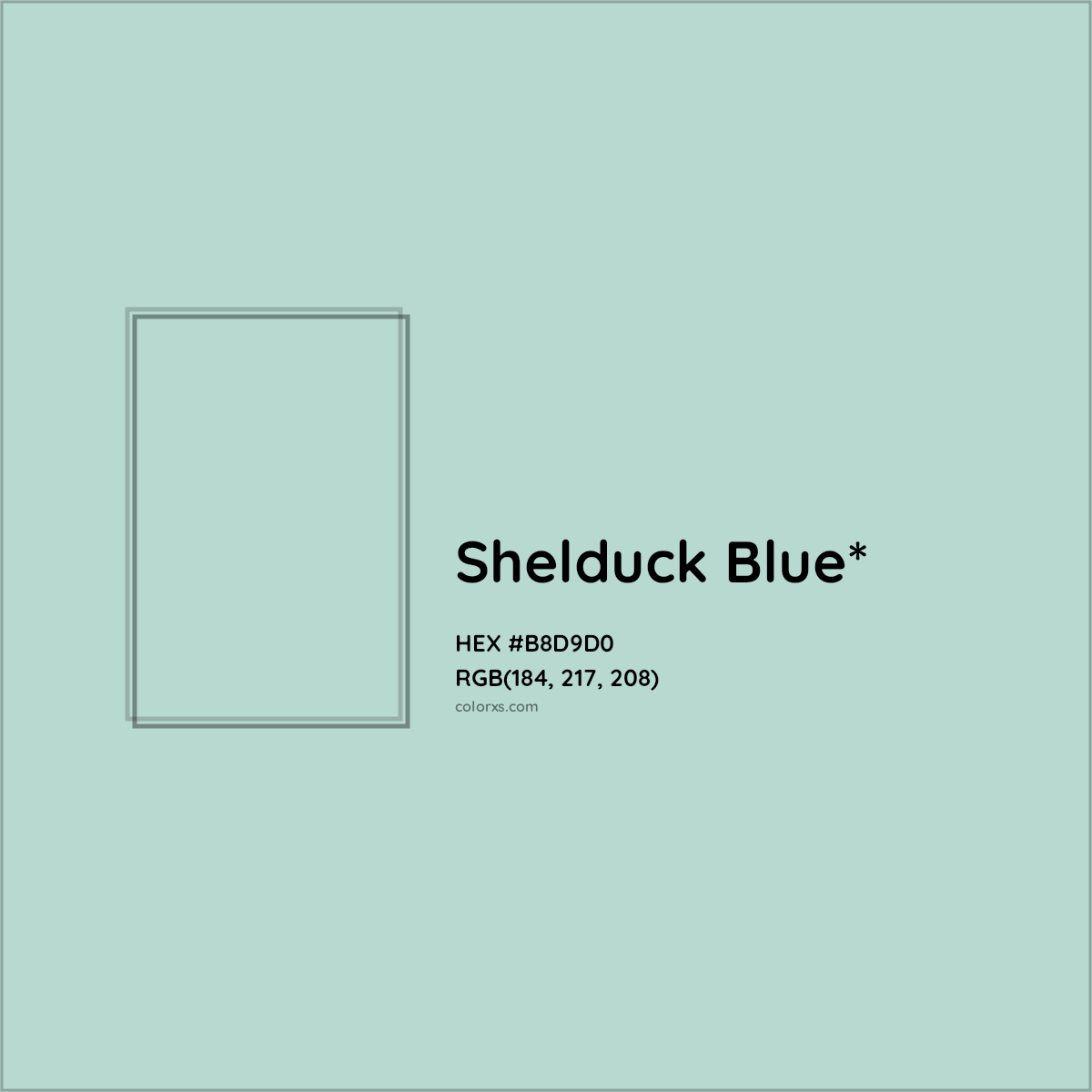 HEX #B8D9D0 Color Name, Color Code, Palettes, Similar Paints, Images