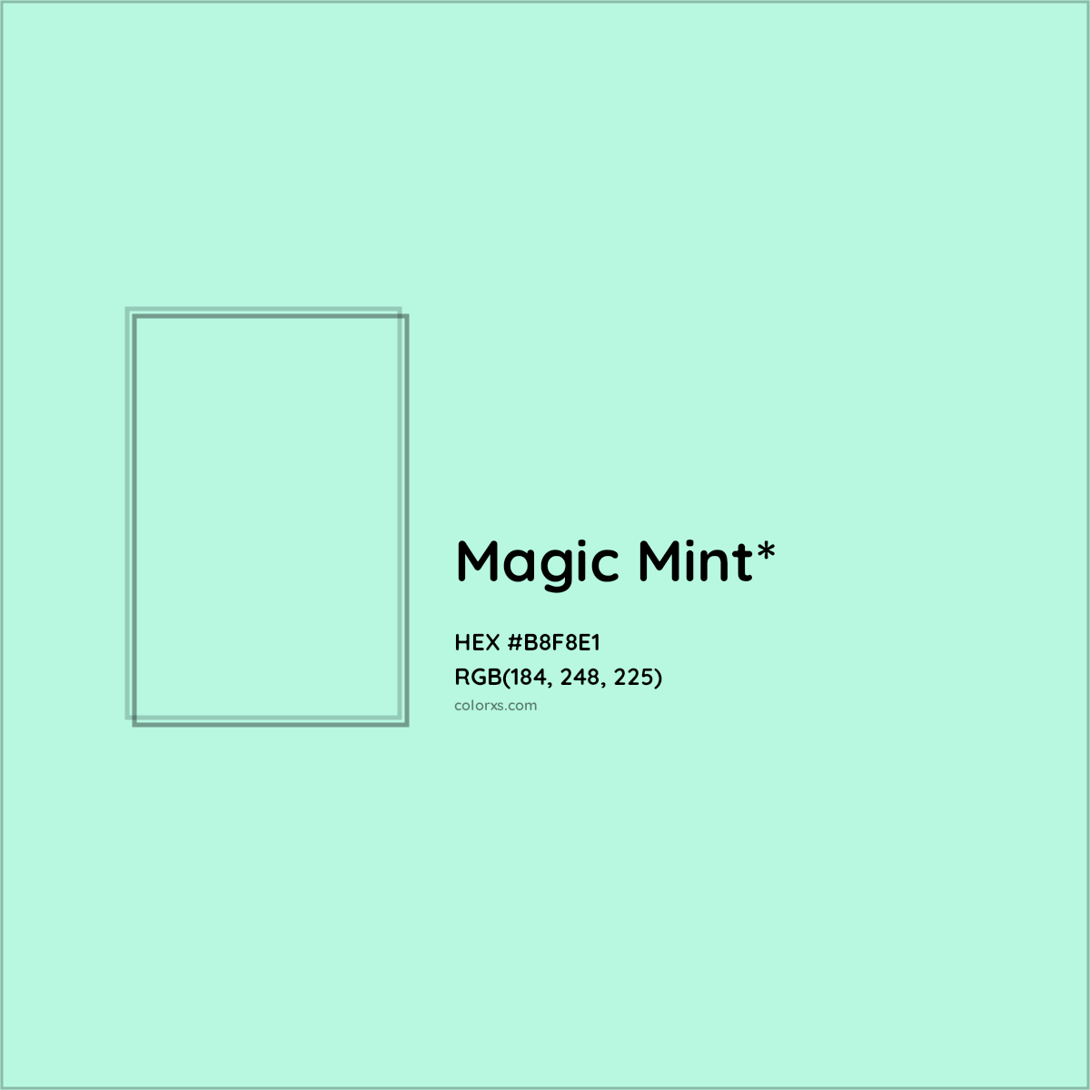 HEX #B8F8E1 Color Name, Color Code, Palettes, Similar Paints, Images