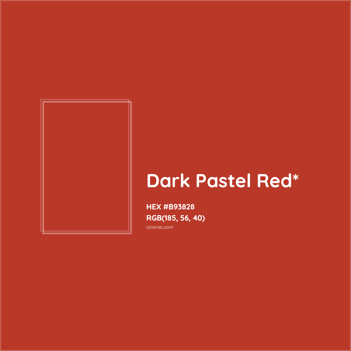 HEX #B93828 Color Name, Color Code, Palettes, Similar Paints, Images