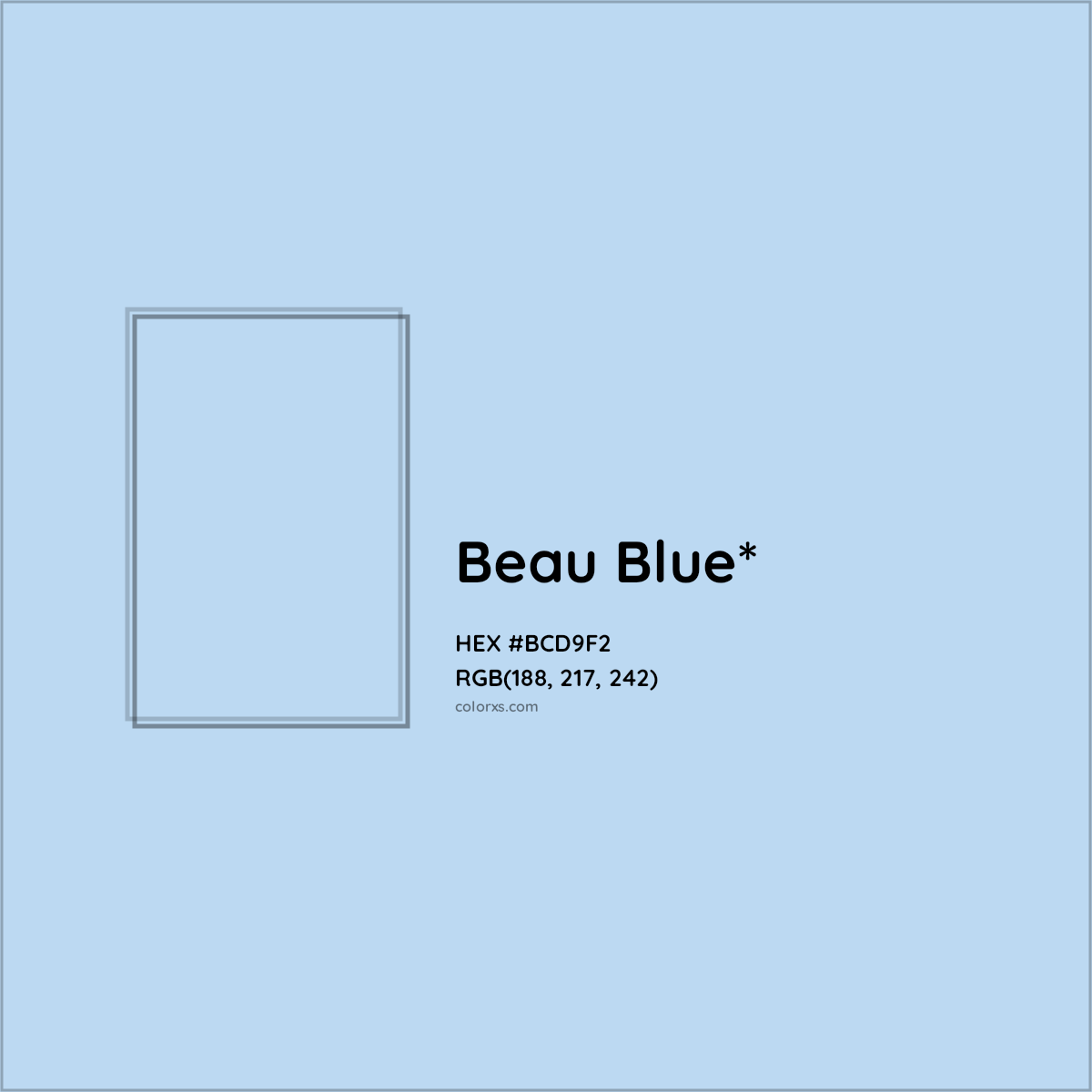 HEX #BCD9F2 Color Name, Color Code, Palettes, Similar Paints, Images