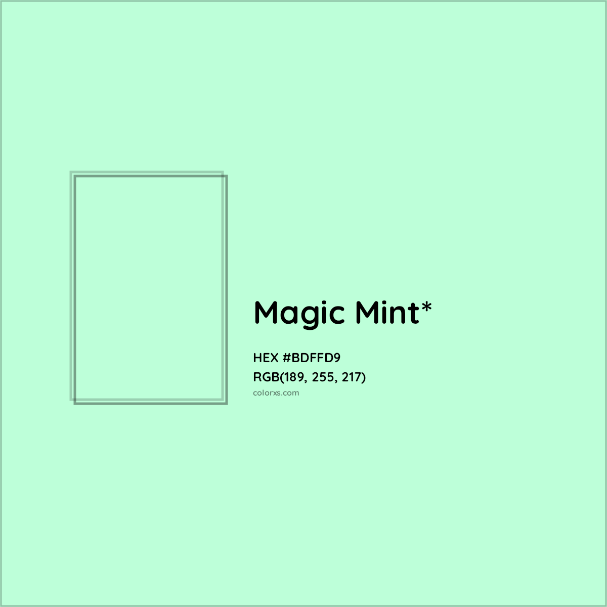 HEX #BDFFD9 Color Name, Color Code, Palettes, Similar Paints, Images