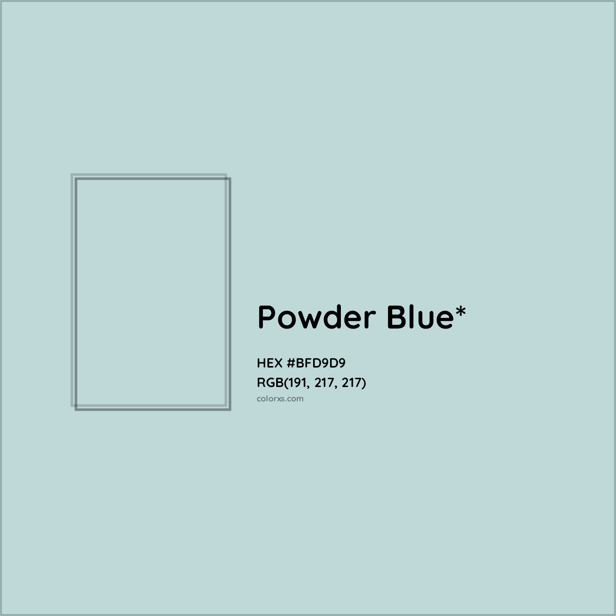 HEX #BFD9D9 Color Name, Color Code, Palettes, Similar Paints, Images