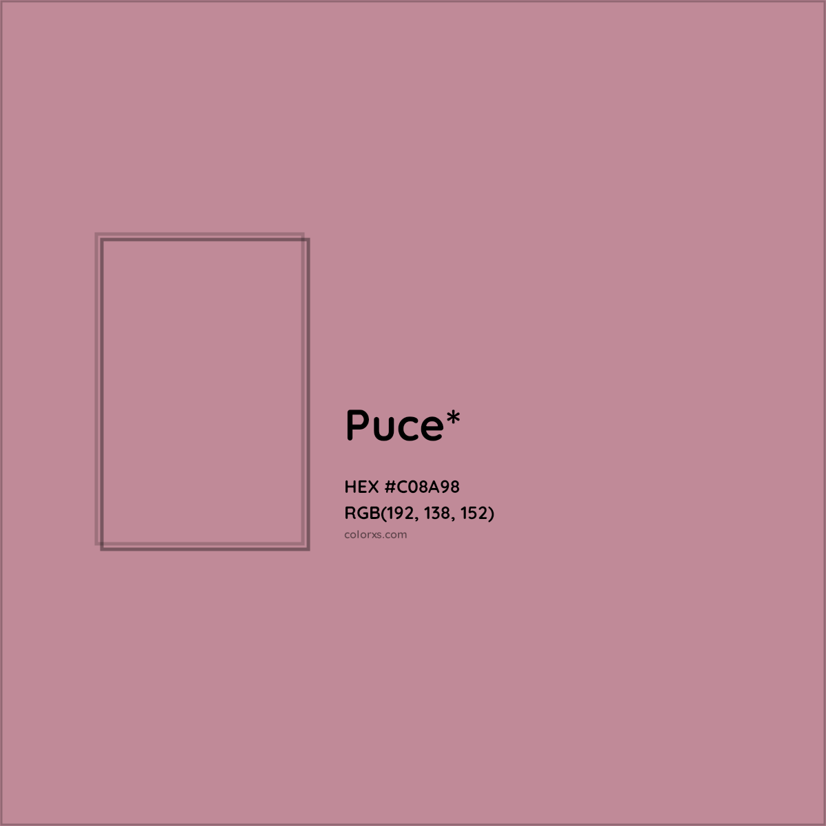 HEX #C08A98 Color Name, Color Code, Palettes, Similar Paints, Images