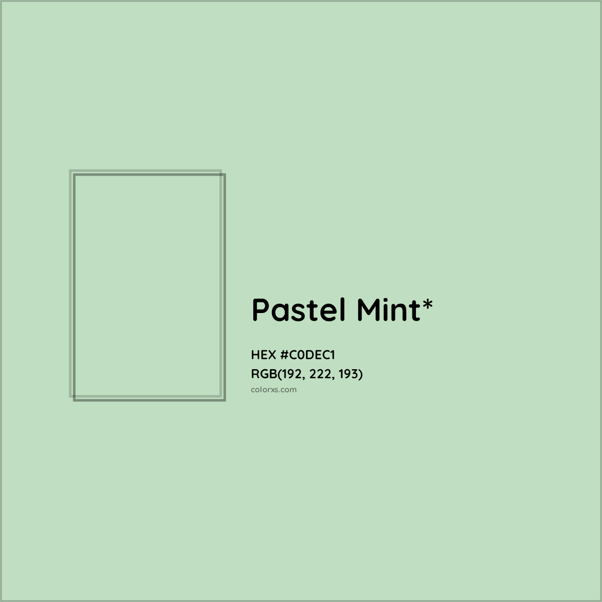 HEX #C0DEC1 Color Name, Color Code, Palettes, Similar Paints, Images