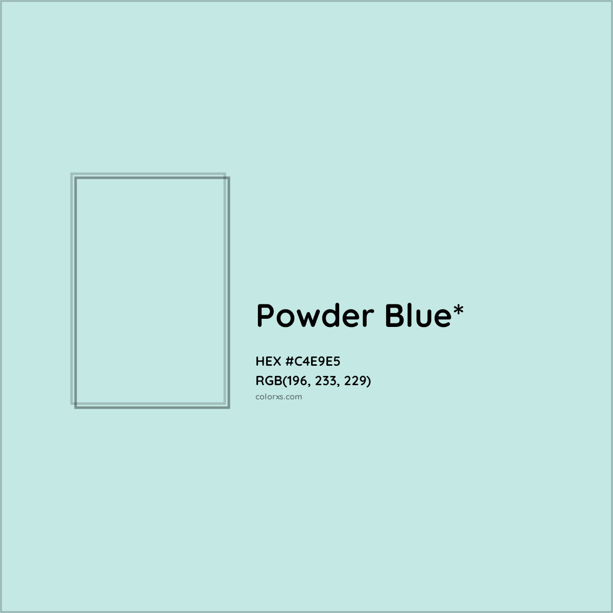 HEX #C4E9E5 Color Name, Color Code, Palettes, Similar Paints, Images