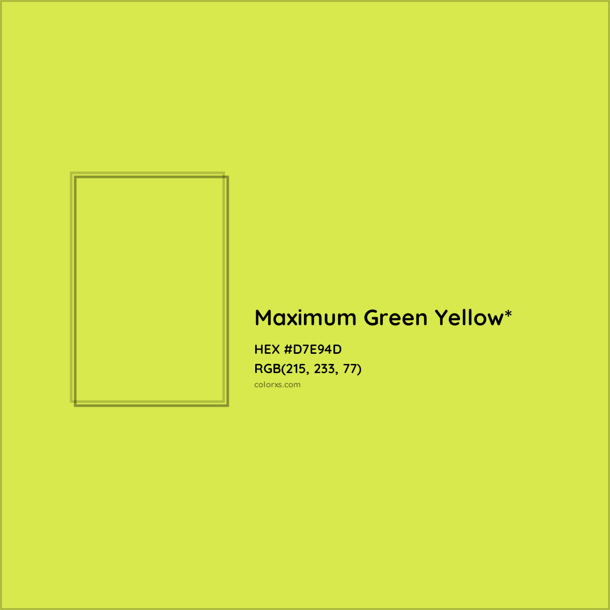 HEX #D7E94D Color Name, Color Code, Palettes, Similar Paints, Images