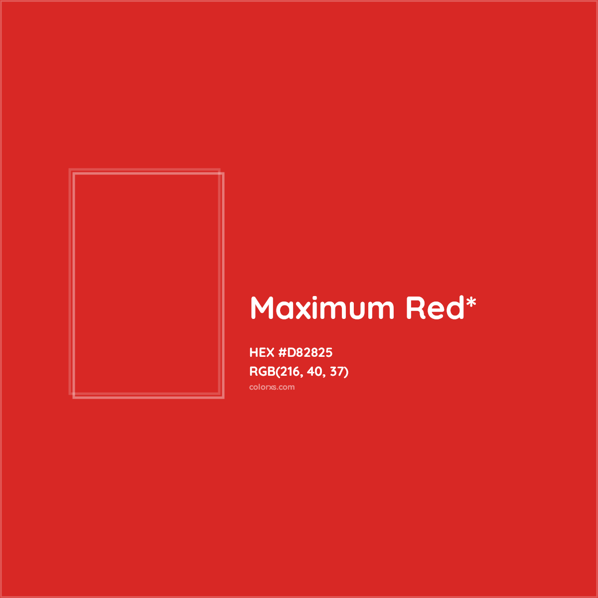 HEX #D82825 Color Name, Color Code, Palettes, Similar Paints, Images