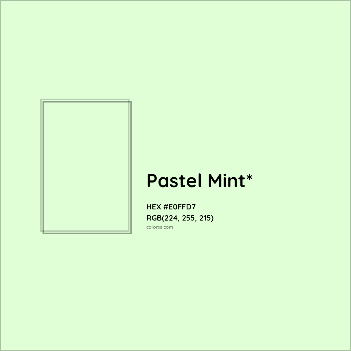 HEX #E0FFD7 Color Name, Color Code, Palettes, Similar Paints, Images