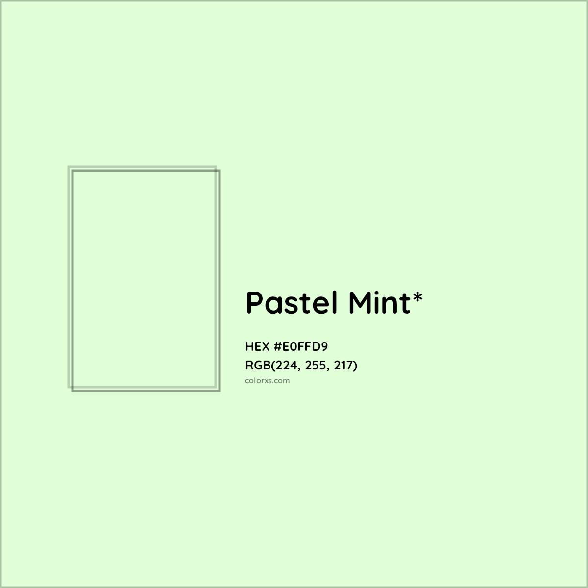 HEX #E0FFD9 Color Name, Color Code, Palettes, Similar Paints, Images