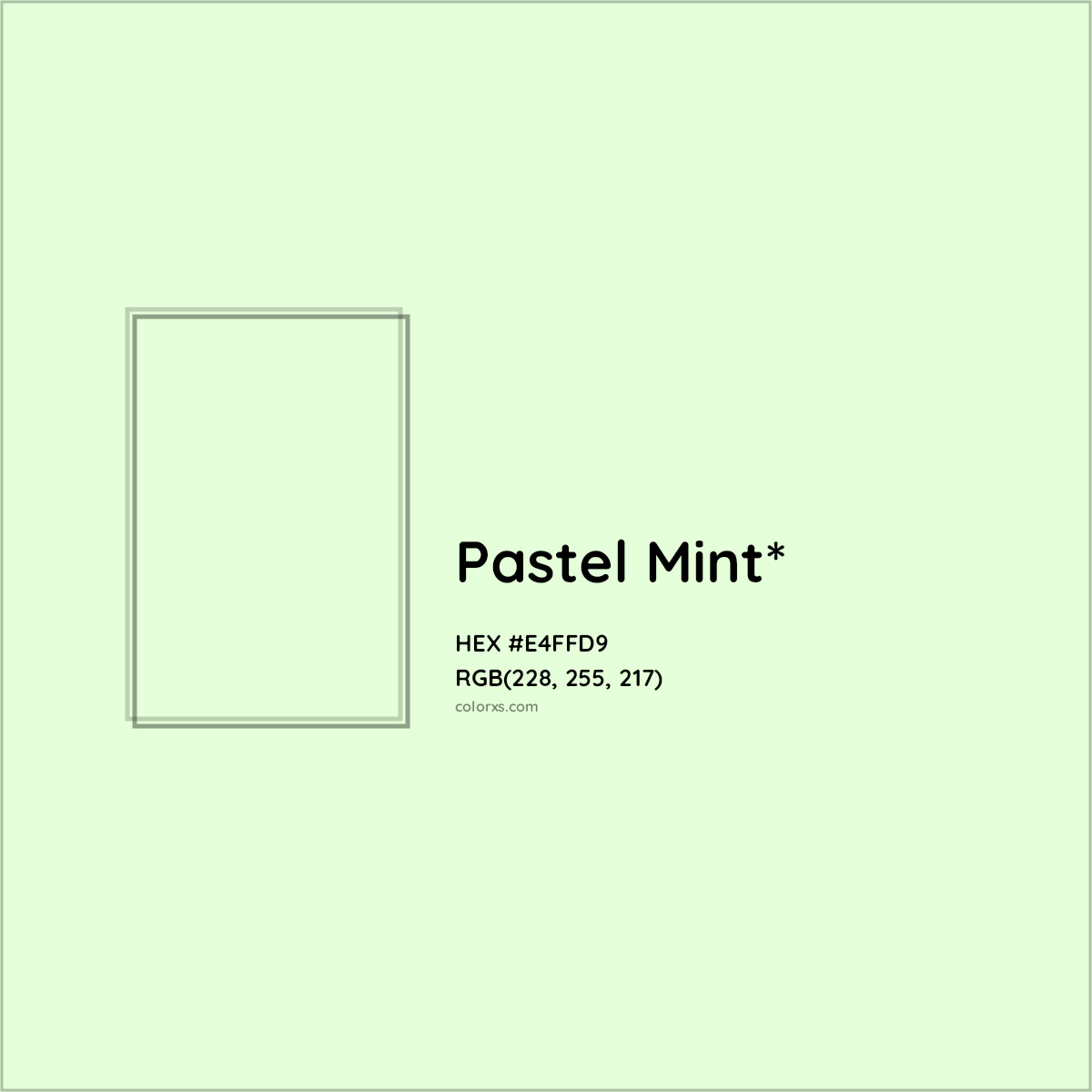 HEX #E4FFD9 Color Name, Color Code, Palettes, Similar Paints, Images