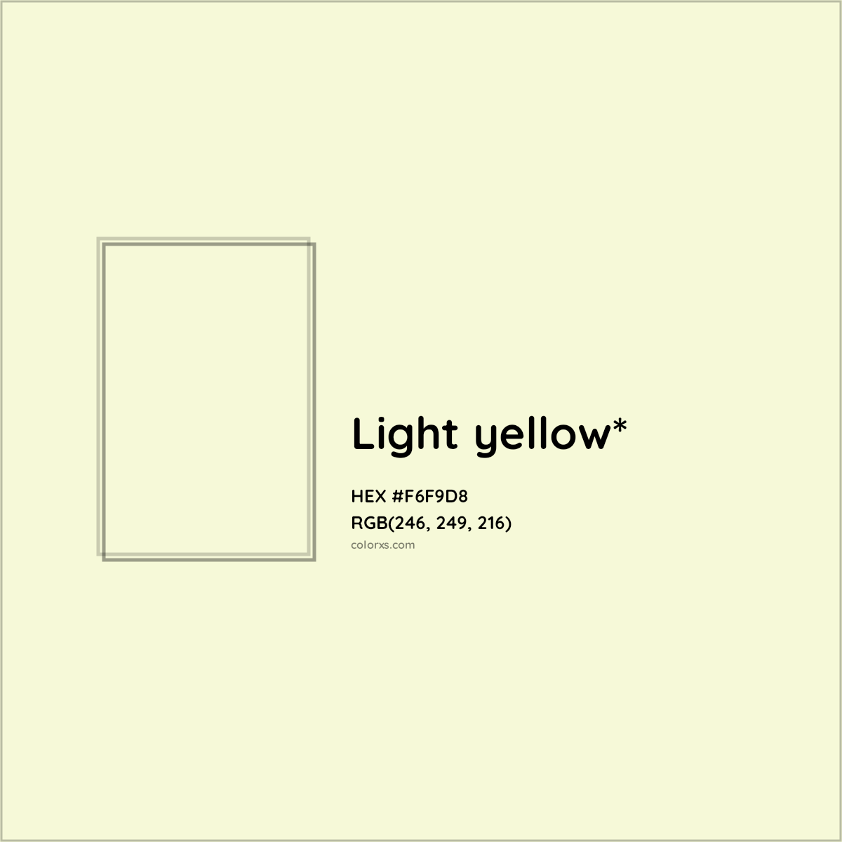 HEX #F6F9D8 Color Name, Color Code, Palettes, Similar Paints, Images