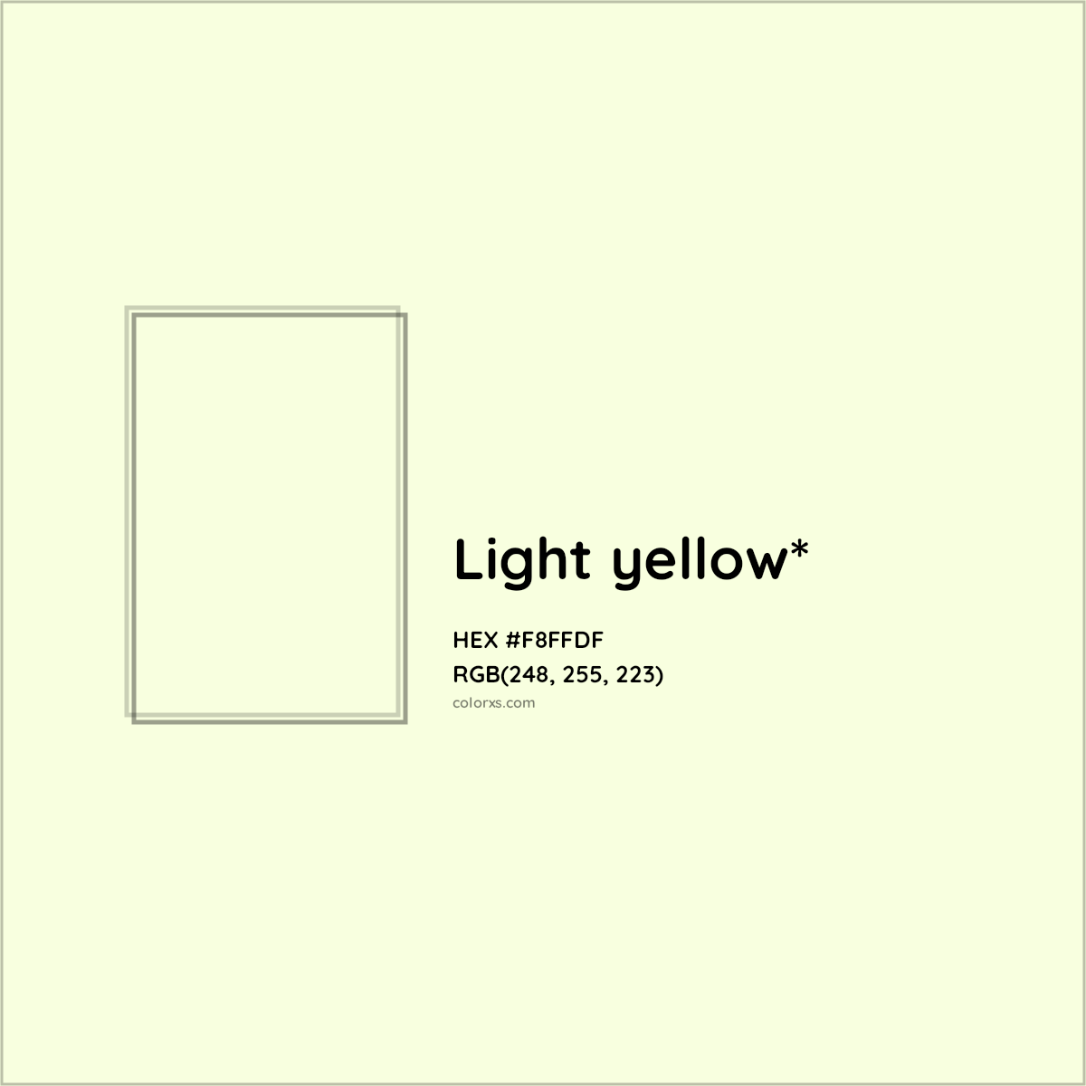 HEX #F8FFDF Color Name, Color Code, Palettes, Similar Paints, Images