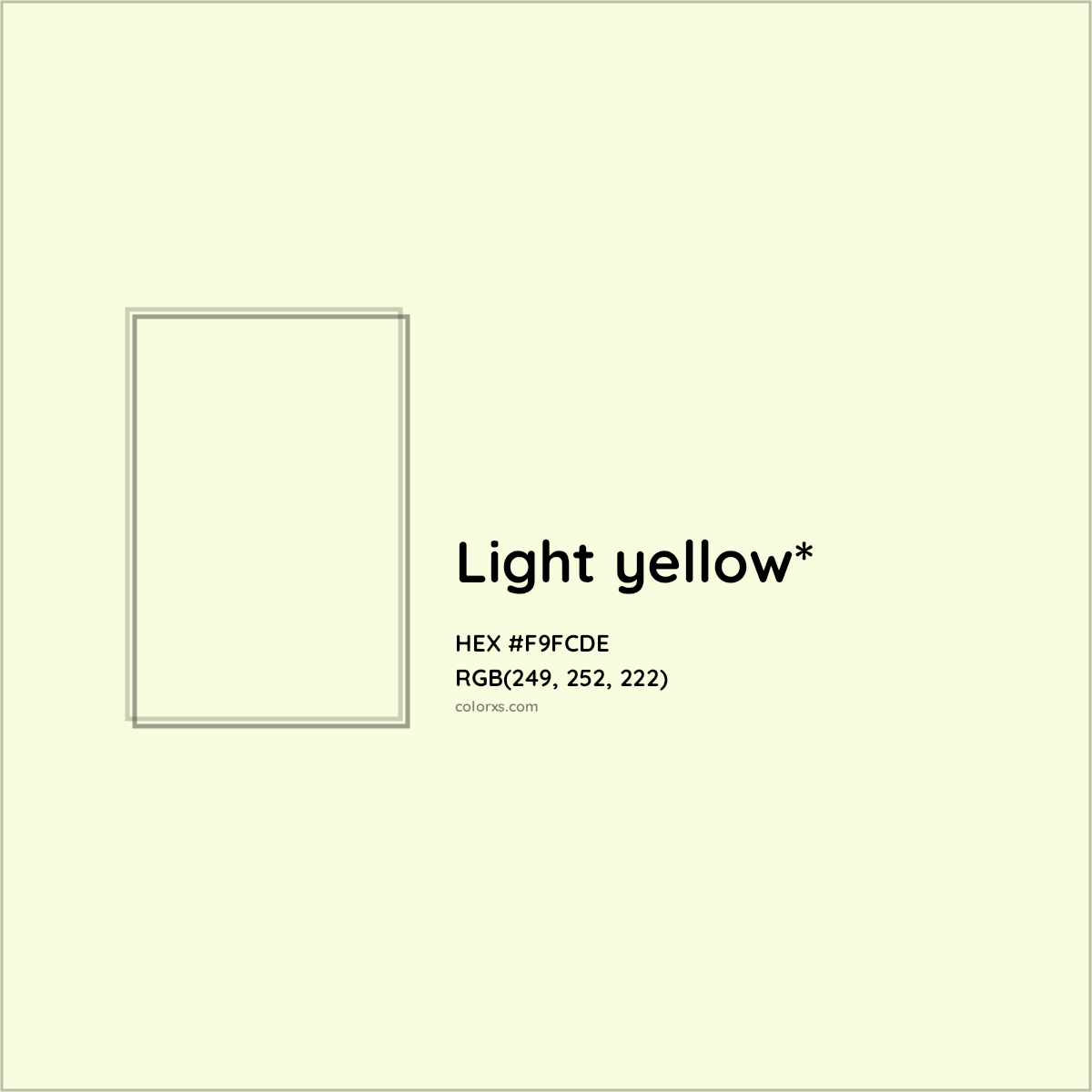 HEX #F9FCDE Color Name, Color Code, Palettes, Similar Paints, Images