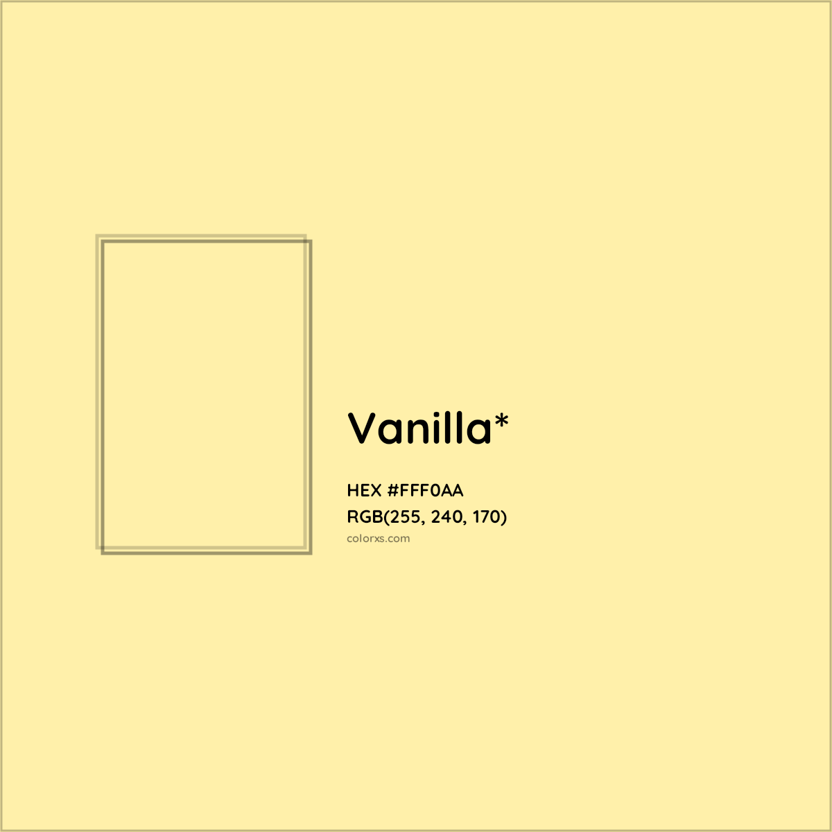 HEX #FFF0AA Color Name, Color Code, Palettes, Similar Paints, Images